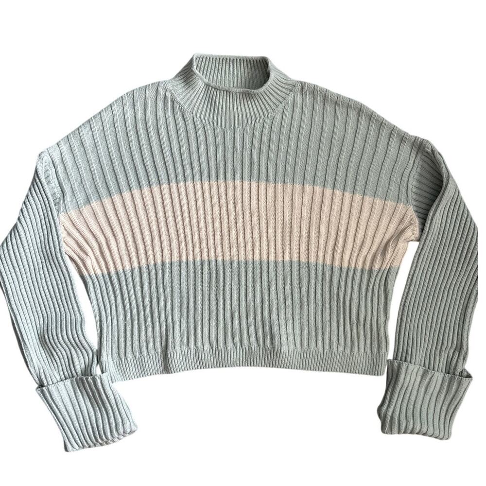 Everlane Organic Cotton Rollneck Ribbed Color-block Sweater Size Medium - Picture 9 of 10